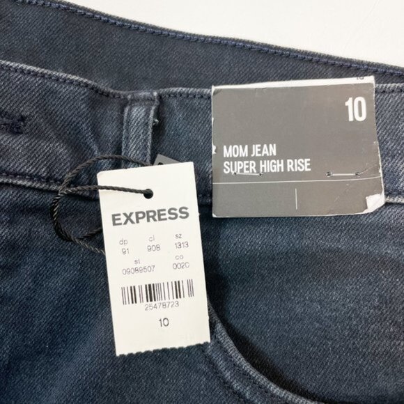 Express Jeans 10 Black Denim Floral Embroidered Mom Jean Super High Rise - Picture 6 of 11